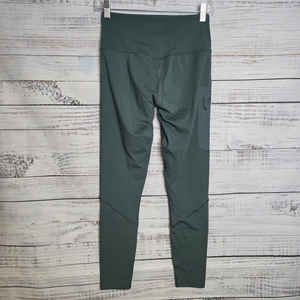 Arc'teryx Rho Bottom Women Medium Teal Green Zip Side Pocket Base Layer Outdoors - Picture 3 of 9